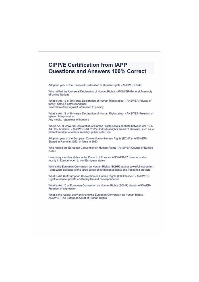 CIPP-E PDF Testsoftware & IAPP CIPP-E Unterlage - CIPP-E Prüfungsfrage