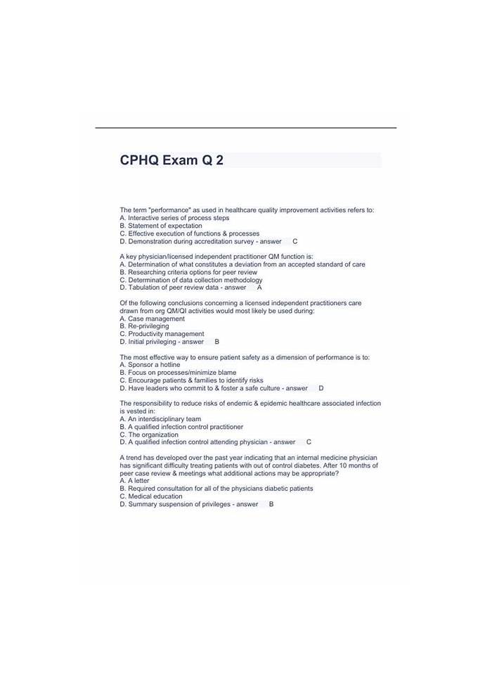 2025 CPHQ Simulationsfragen, CPHQ Online Prüfungen & Certified Professional in Healthcare Quality Examination Quizfragen Und Antworten