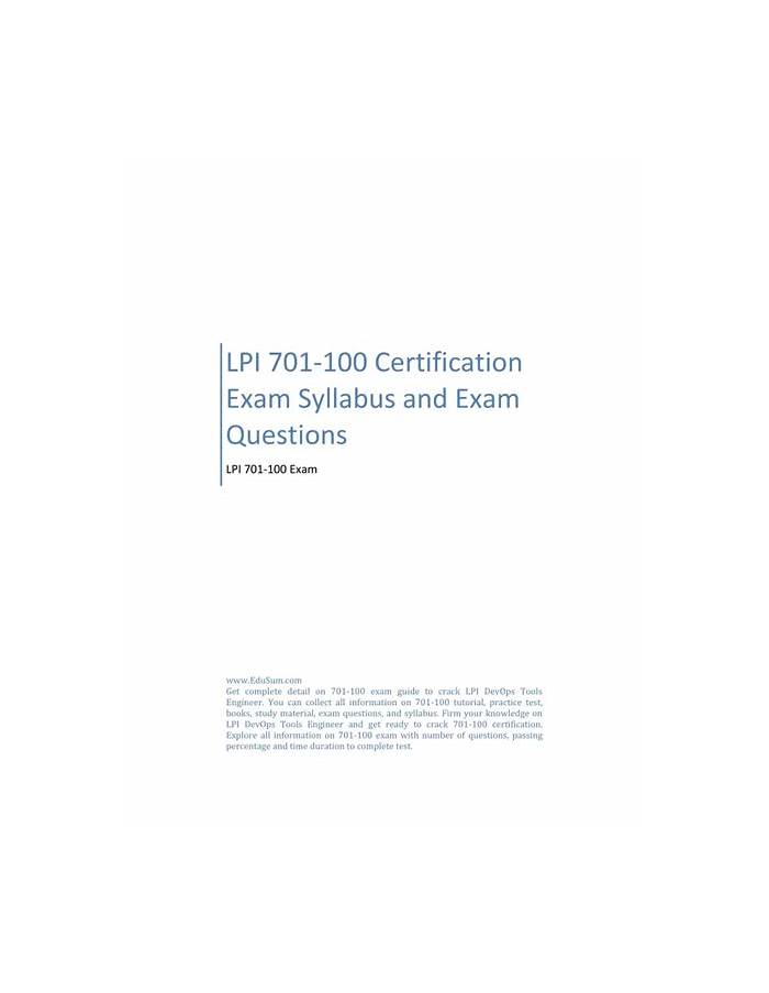 2025 701-100 Examsfragen - 701-100 Testantworten, Linux Professional Institute DevOps Tools Engineer Exam 701 Fragenpool