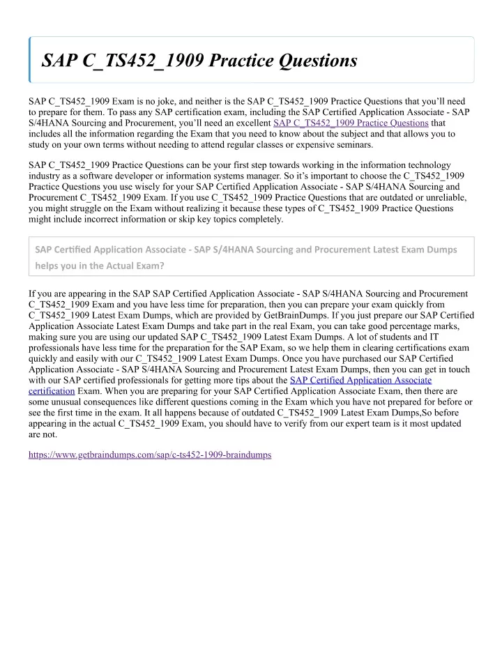C_TS452_2022 Zertifikatsfragen & C_TS452_2022 Testfagen - C_TS452_2022 Pruefungssimulationen
